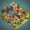 3D Isometric Big Castle in Clash of Clans Game. Generative AI