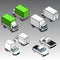 3d isometric cars set