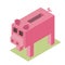 3d isometric cartoon pig vector farm animal piggy