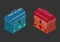 3D Isometric Chest Blue and Red.