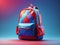 3d isometric colorful school bag on gradient background