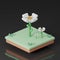 3D isometric daisy pixel with grass and soil on black background