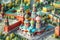 3D isometric diorama model of the Kremlin and Red Square in Moscow, Russia, showcasing its iconic cathedrals, fortress walls, and