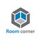 3D isometric empty room corner symbol