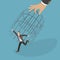 3D Isometric Flat Vector Conceptual Illustration of Catching A Fugitive