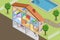 3D Isometric Flat Vector Conceptual Illustration of Contemporary Energy Efficient House