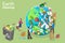 3D Isometric Flat Vector Conceptual Illustration of Earth Cleaning