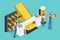 3D Isometric Flat Vector Conceptual Illustration of Fabric Production Factory