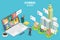 3D Isometric Flat Vector Conceptual Illustration of Hybrid Work