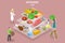 3D Isometric Flat Vector Conceptual Illustration of Ketogenic Diet Food Pyramid