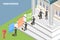 3D Isometric Flat Vector Conceptual Illustration of New Employee Onboarding