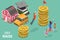 3D Isometric Flat Vector Conceptual Illustration of Salary Raise.