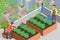 3D Isometric Flat Vector Conceptual Illustration of Urban Rooftop Farming