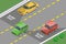 3D Isometric Flat Vector Conceptual Illustration of Vehicle Blind Spot Area