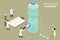 3D Isometric Flat Vector Conceptual Illustration of Water Pressure Experiment