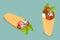 3D Isometric Flat Vector Icon of Shawarma Sandwich