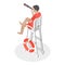 3D Isometric Flat Vector Illustration of Beach Lifeguard. Item 2