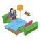 3D Isometric Flat Vector Illustration of Habits and Ritual Items. Item 1