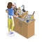 3D Isometric Flat Vector Illustration of Messy vs Clean Kitchen. Item 2