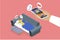 3D Isometric Flat Vector Illustration of Mobile Phone Podcast