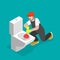 3D Isometric Flat Vector Illustration of Plumber