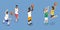 3D Isometric Flat Vector Set of Basketball Players