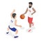 3D Isometric Flat Vector Set of Basketball Players. Item 2