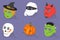 3D Isometric Flat Vector Set of Halloween Face Masks