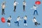 3D Isometric Flat Vector Set of Mime Actors