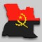 3d isometric Map of Angola with national flag