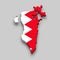 3d isometric Map of Bahrain with national flag