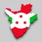 3d isometric Map of Burundi with national flag