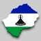 3d isometric Map of Lesotho with national flag.