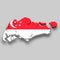 3d isometric Map of Singapore with national flag