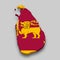 3d isometric Map of Sri Lanka with national flag