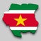 3d isometric Map of Suriname with national flag