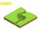 3d isometric map with transitions of vertices. Colorful flat landscape. Travel, tourism, navigation and business background