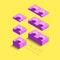 3d isometric pink elements from lego building bricks