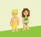 3d isometric Pixel girl and pixel boy