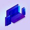 3d isometric programmer code vector icon with laptop, phone and tablet icon with code on the  screens of devices.