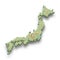 3d isometric relief map of Japan