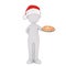 3d Italian waiter serving a Christmas pizza