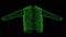 3D jacket rotates on black background. Object made of shimmering particles. Clothing Fashion concept. For title, text