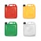 3d jerrycans. Color fuel jerrycan render, oil or gasoline plastic canister petrol gallon bottle car gas storage