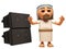 3d Jesus Christ cartoon character standing in front of a pa sound system of speakers, 3d illustration
