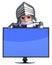 3d Knight looks over a computer monitor