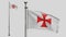 3D Knights templars flag waving on wind. Catholic military order medieval banner