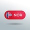 3D Label and Location Pointer Flag Nation of Norway with Glossy Reflection
