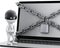 3d Laptop with lock and chain. Data security concept.