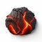 3d Lava Ball Illustration: Burnedcharred Style With Intense Emotion